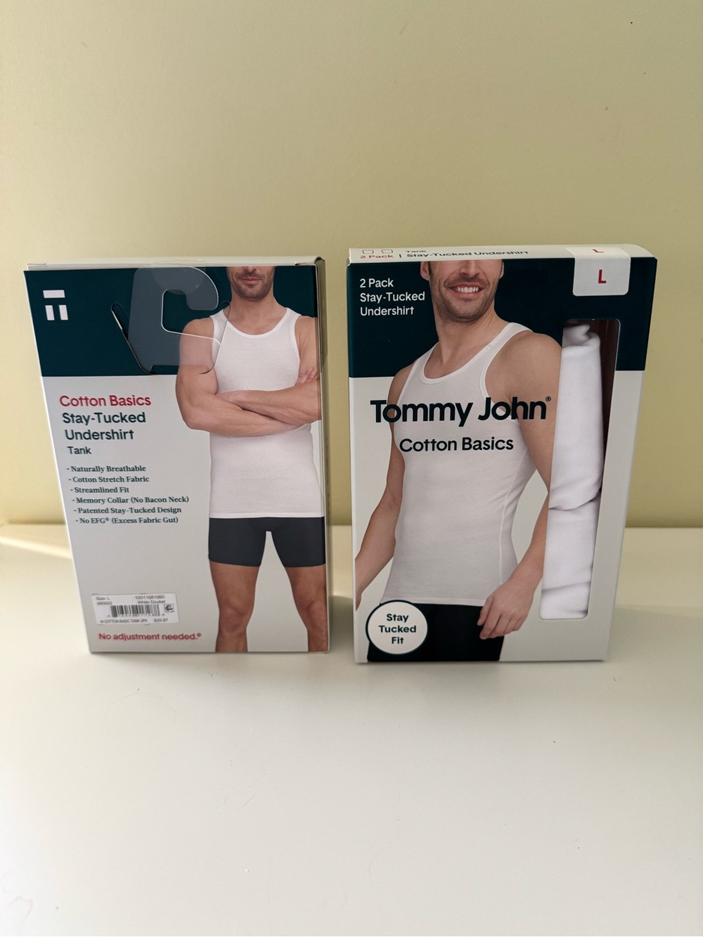 Brand New Tommy John Stay Tucked Cotton Basics Undershirts Set